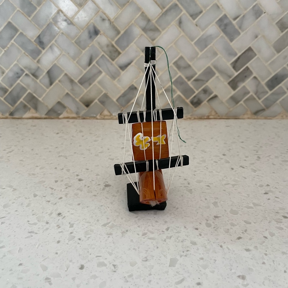 Handcrafted Miniature Sailboat Ornament Panama Sea Life Island